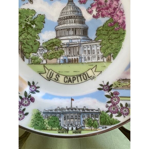 1980s US Capitol Washington DC Decor Souvenir Plate 7.5 inches Silberne Product - Picture 4 of 14